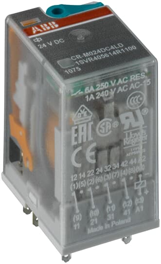 CR-M110DC2L Pluggable interface relay 2c/o, A1-A2=110VDC, 250V/12A, LED