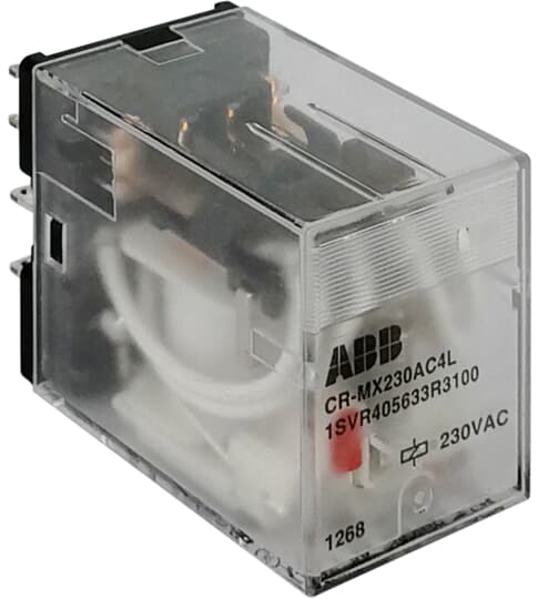 CR-MX024AC2L Pluggable interface relay 2c/o, A1-A2=24VAC, 250V/7A, LED
