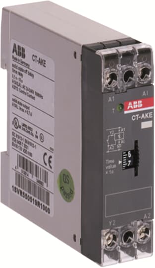 CT-AKE Time relay, OFF-delay solid-state, 1n/o, 3-300s, 24-240VAC