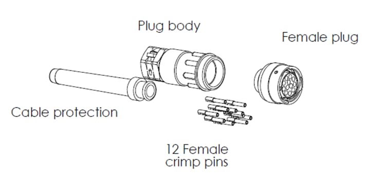 JSHK0 12 pole female connector for JSHD4