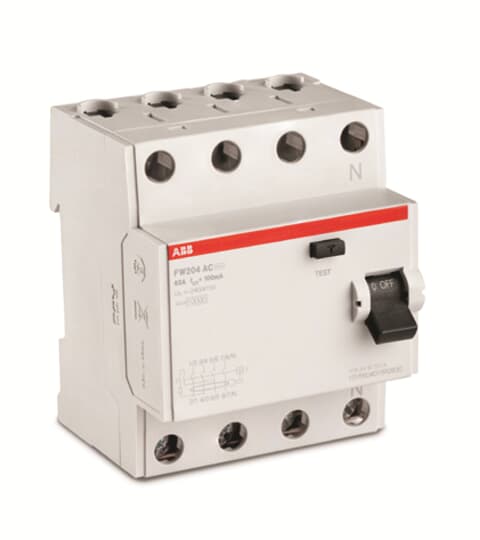 FW204 25A-300mA (AC) Residual Current Circuit Breaker, AC Type, 10kA, 4P, 25A, 300mA