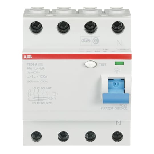Residual Current Circuit Breaker  - 4P - Type A - 100 mA - 40 A